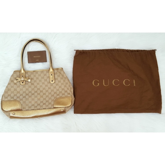 Gucci Handbags - GUCCI vintage canvas Beige Tote Bag Shoulder Bag